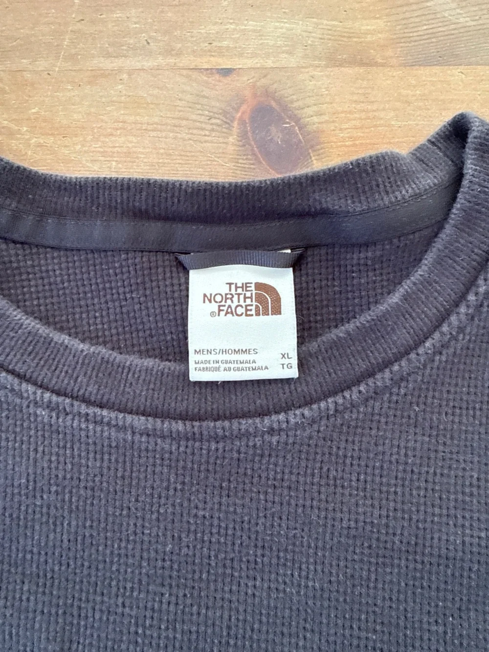 The North Face XL Men's Long Sleeve Crewneck Waffle Heavyweight Shirt - Black
